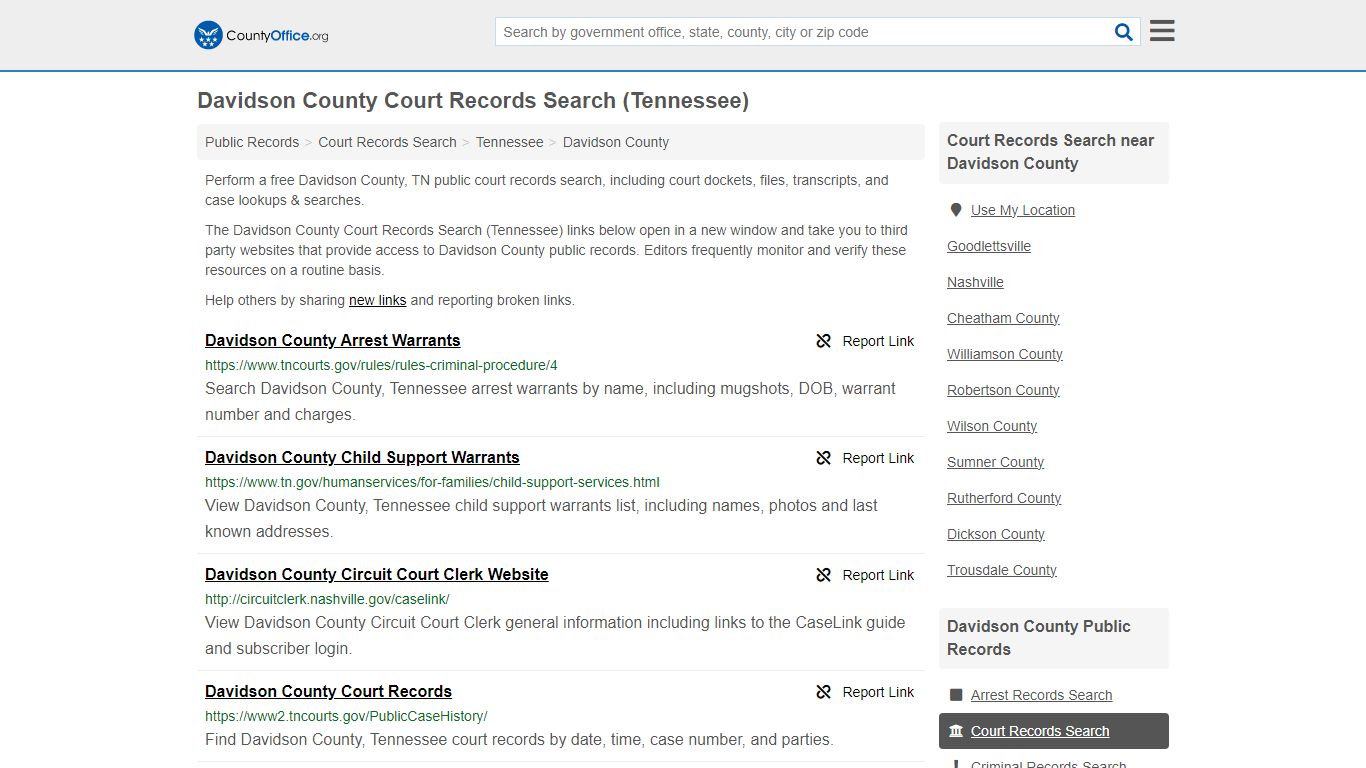 Davidson County Court Records Search (Tennessee) - County Office